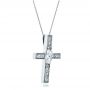 18k White Gold Custom Diamond Cross Pendant - Flat View -  100769 - Thumbnail