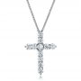 14k White Gold Custom Diamond Cross Pendant - Three-Quarter View -  100868 - Thumbnail
