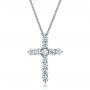 18k White Gold 18k White Gold Custom Diamond Cross Pendant - Three-Quarter View -  100868 - Thumbnail