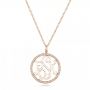 18k Rose Gold 18k Rose Gold Custom Diamond Halo Monogram Pendant - Three-Quarter View -  102410 - Thumbnail