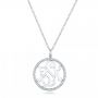  Platinum Platinum Custom Diamond Halo Monogram Pendant - Three-Quarter View -  102410 - Thumbnail