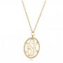 18k Yellow Gold 18k Yellow Gold Custom Diamond Halo Monogram Pendant - Flat View -  102410 - Thumbnail