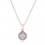 18k Rose Gold 18k Rose Gold Custom Diamond Halo Pendant - Three-Quarter View -  102147 - Thumbnail