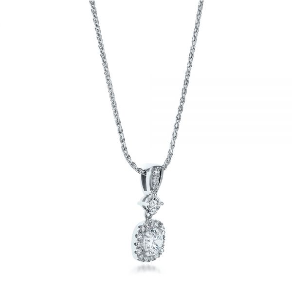 18k White Gold 18k White Gold Custom Diamond Halo Pendant - Flat View -  101241