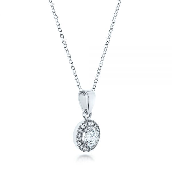  Platinum Platinum Custom Diamond Halo Pendant - Flat View -  102147