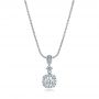 18k White Gold 18k White Gold Custom Diamond Halo Pendant - Three-Quarter View -  101241 - Thumbnail