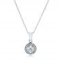  Platinum Platinum Custom Diamond Halo Pendant - Three-Quarter View -  102147 - Thumbnail