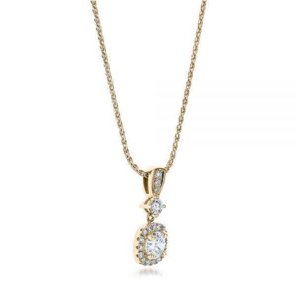 14k Yellow Gold 14k Yellow Gold Custom Diamond Halo Pendant - Flat View - 101241