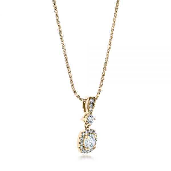 18k Yellow Gold 18k Yellow Gold Custom Diamond Halo Pendant - Flat View -  101241