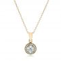 14k Yellow Gold 14k Yellow Gold Custom Diamond Halo Pendant - Three-Quarter View -  102147 - Thumbnail