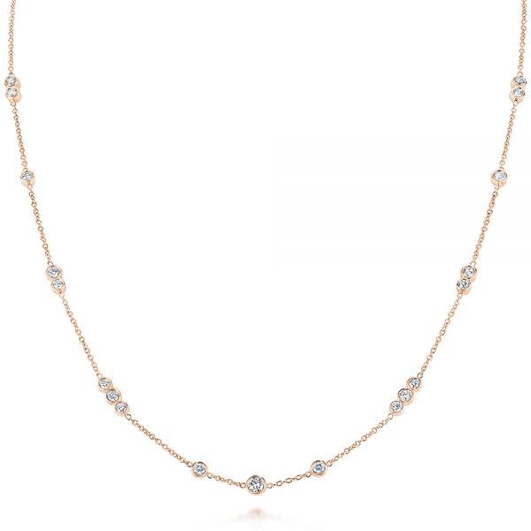 14k Rose Gold 14k Rose Gold Custom Diamond Necklace - Three-Quarter View -  104073