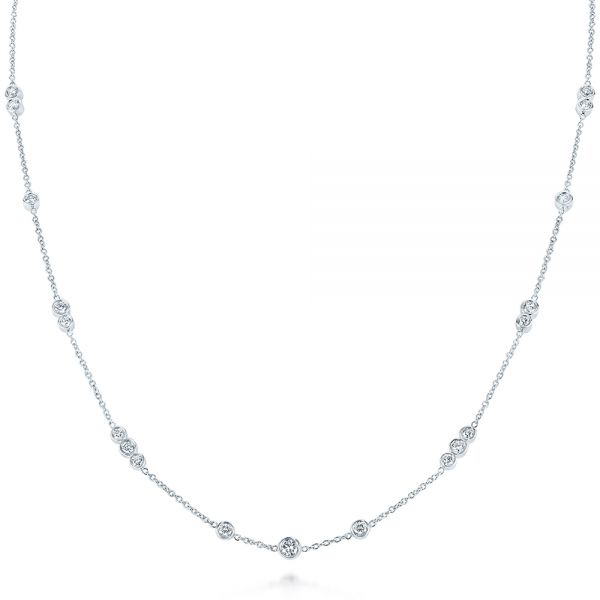 18k White Gold 18k White Gold Custom Diamond Necklace - Three-Quarter View -  104073