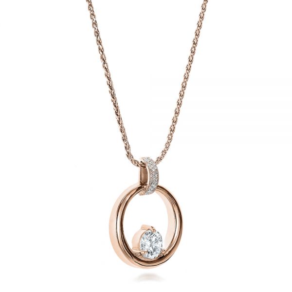 14k Rose Gold 14k Rose Gold Custom Diamond Pendant - Flat View -  100870