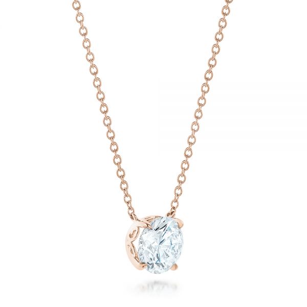 14k Rose Gold 14k Rose Gold Custom Diamond Pendant - Flat View -  102838