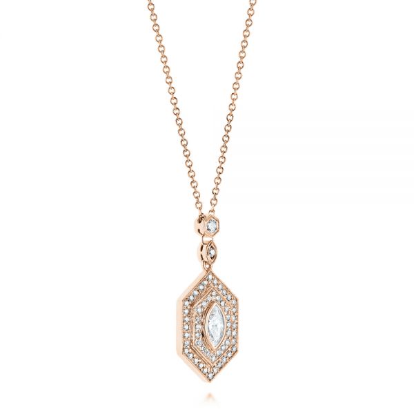 18k Rose Gold 18k Rose Gold Custom Diamond Pendant - Flat View - 103983