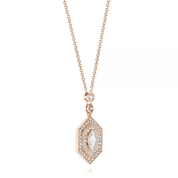 18k Rose Gold 18k Rose Gold Custom Diamond Pendant - Flat View -  103983