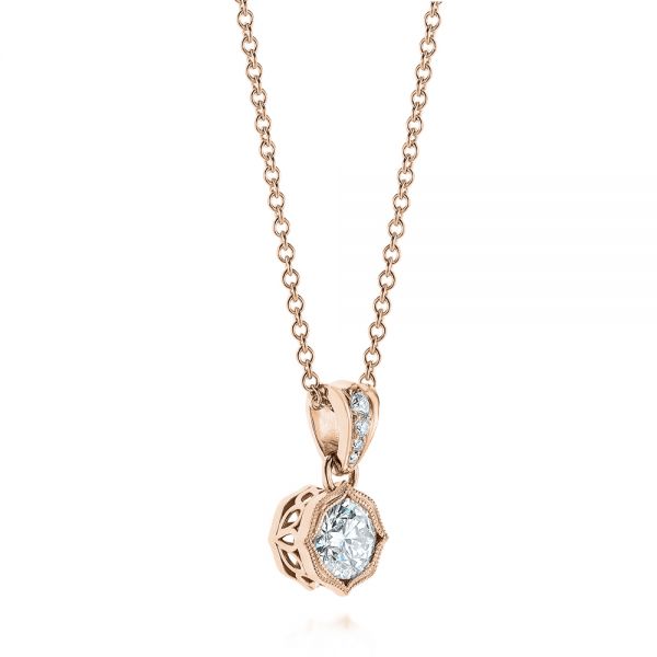 14k Rose Gold 14k Rose Gold Custom Diamond Pendant - Flat View - 104071