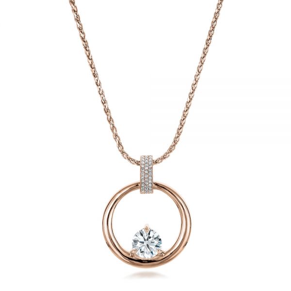 14k Rose Gold 14k Rose Gold Custom Diamond Pendant - Three-Quarter View -  100870