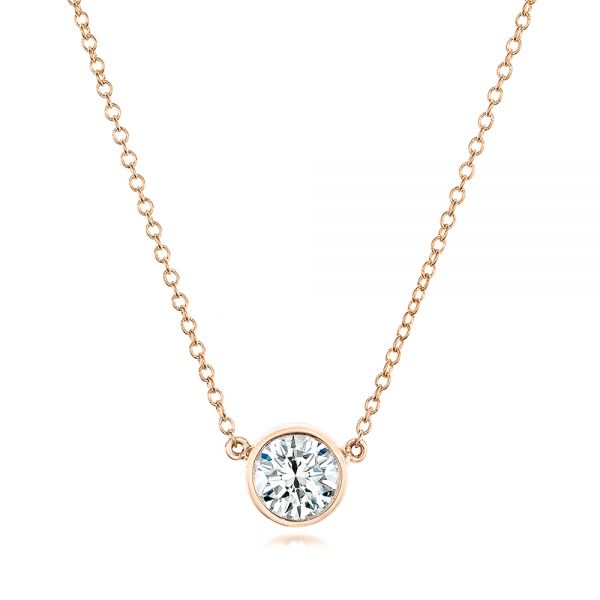 14k Rose Gold 14k Rose Gold Custom Diamond Pendant - Three-Quarter View -  102524