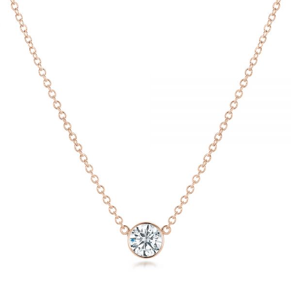 14k Rose Gold 14k Rose Gold Custom Diamond Pendant - Three-Quarter View -  102599