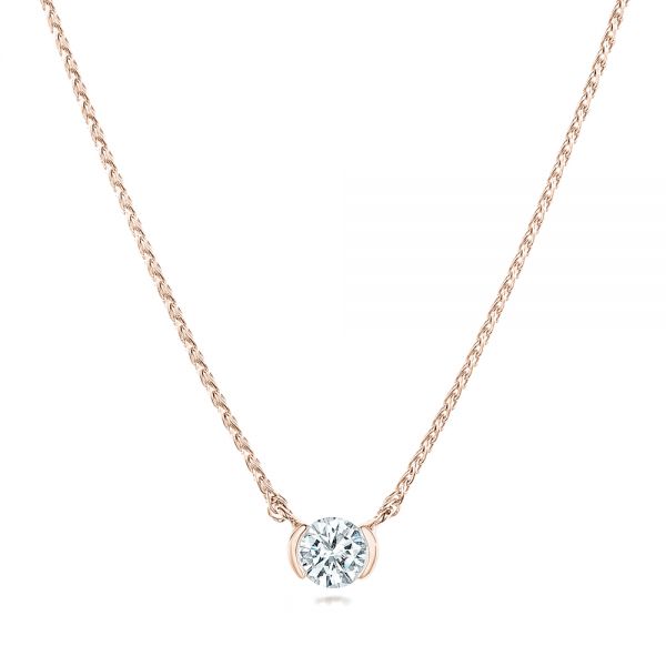 18k Rose Gold 18k Rose Gold Custom Diamond Pendant - Three-Quarter View -  102763