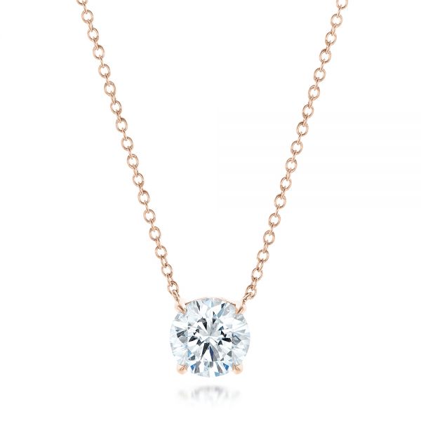 18k Rose Gold 18k Rose Gold Custom Diamond Pendant - Three-Quarter View -  102838