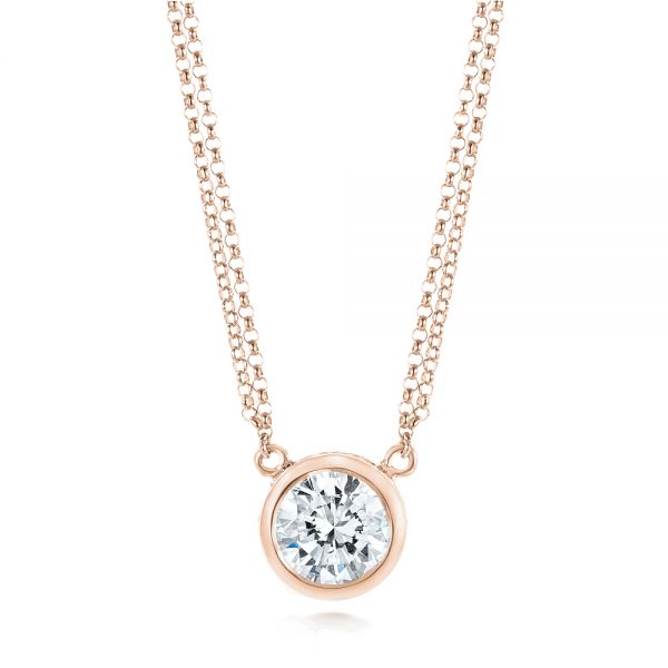 14k Rose Gold 14k Rose Gold Custom Diamond Pendant - Three-Quarter View - 103205