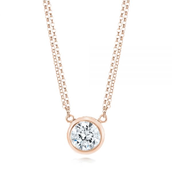 18k Rose Gold 18k Rose Gold Custom Diamond Pendant - Three-Quarter View -  103205