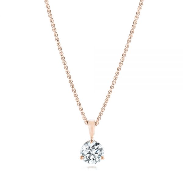 18k Rose Gold 18k Rose Gold Custom Diamond Pendant - Three-Quarter View -  103232