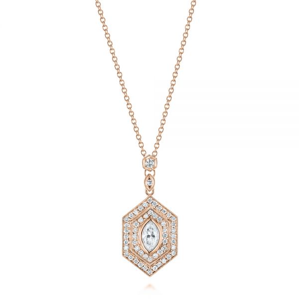 14k Rose Gold 14k Rose Gold Custom Diamond Pendant - Three-Quarter View -  103983