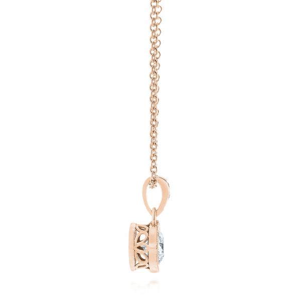 14k Rose Gold 14k Rose Gold Custom Diamond Pendant - Side View -  104071