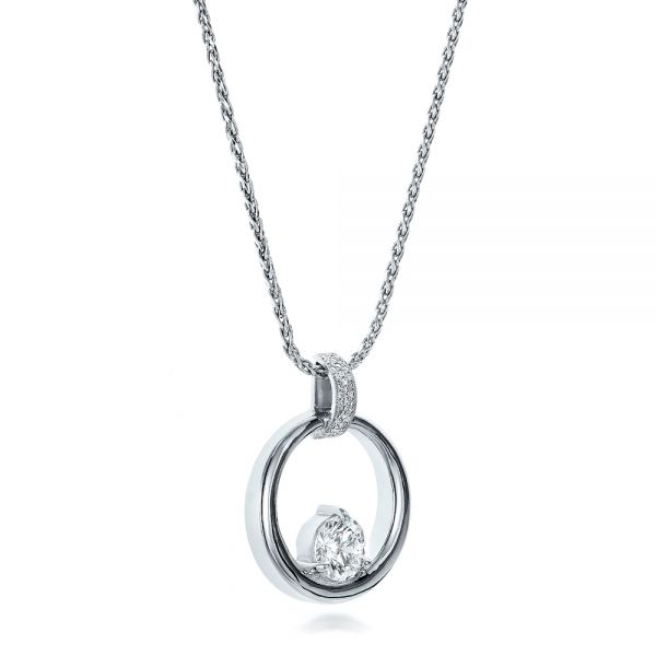 14k White Gold Custom Diamond Pendant - Flat View - 100870