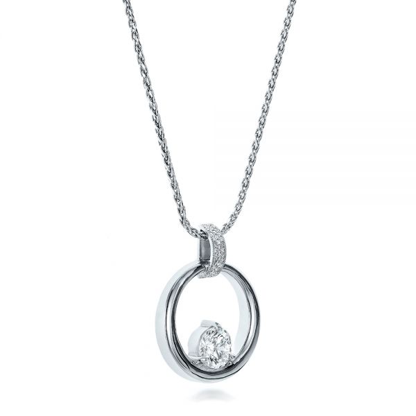 18k White Gold 18k White Gold Custom Diamond Pendant - Flat View -  100870