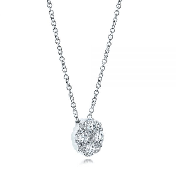 14k White Gold Custom Diamond Pendant - Flat View -  102238