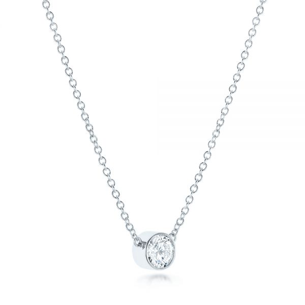 14k White Gold Custom Diamond Pendant - Flat View - 102599
