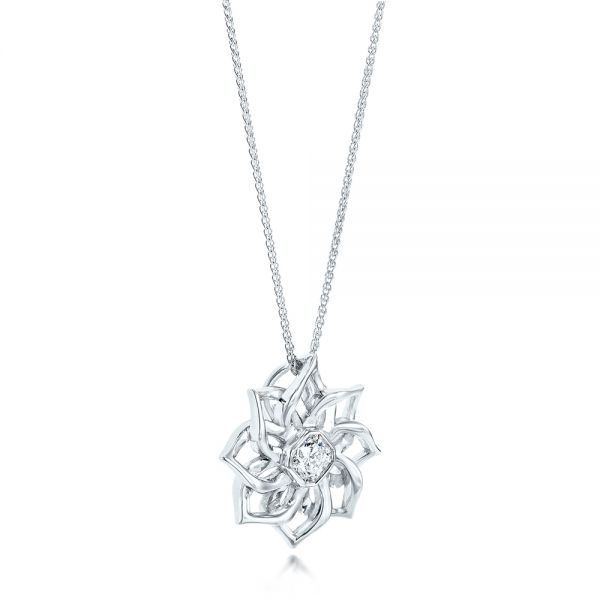 18k White Gold 18k White Gold Custom Diamond Pendant - Flat View -  102915