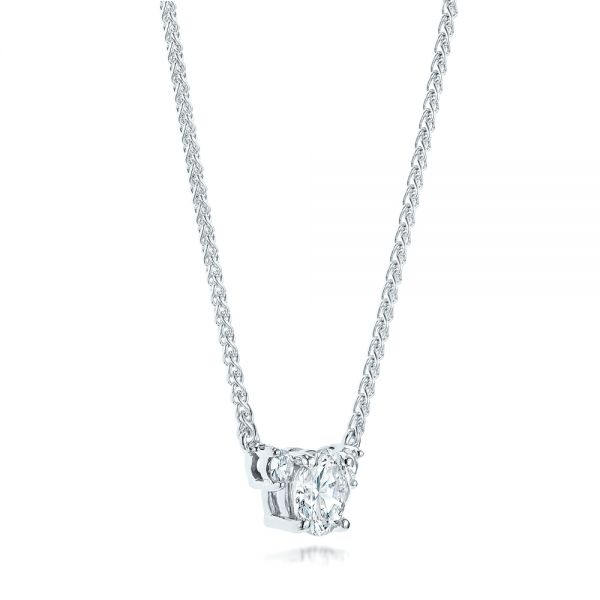 14k White Gold Custom Diamond Pendant - Flat View - 103019