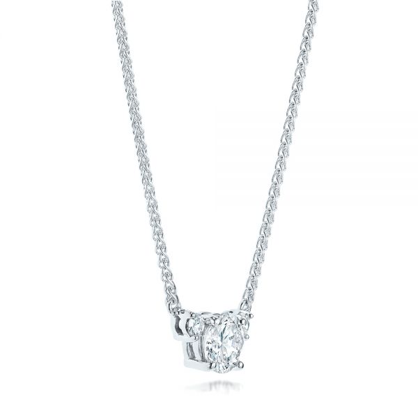 14k White Gold Custom Diamond Pendant - Flat View -  103019