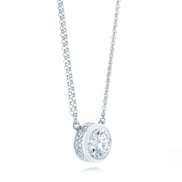 18k White Gold 18k White Gold Custom Diamond Pendant - Flat View -  103205