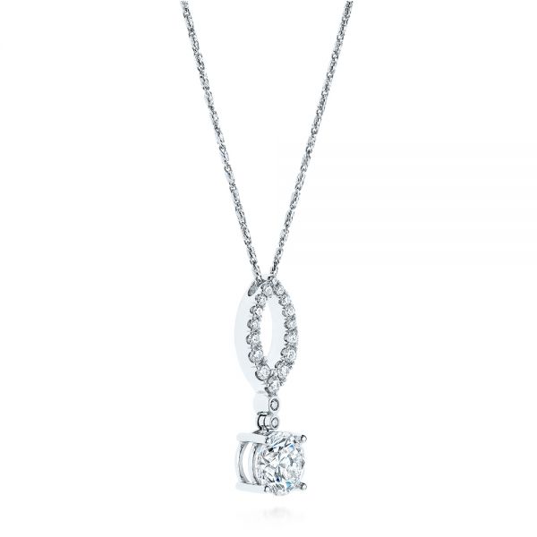 14k White Gold Custom Diamond Pendant - Flat View - 105867