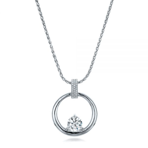  Platinum Platinum Custom Diamond Pendant - Three-Quarter View -  100870