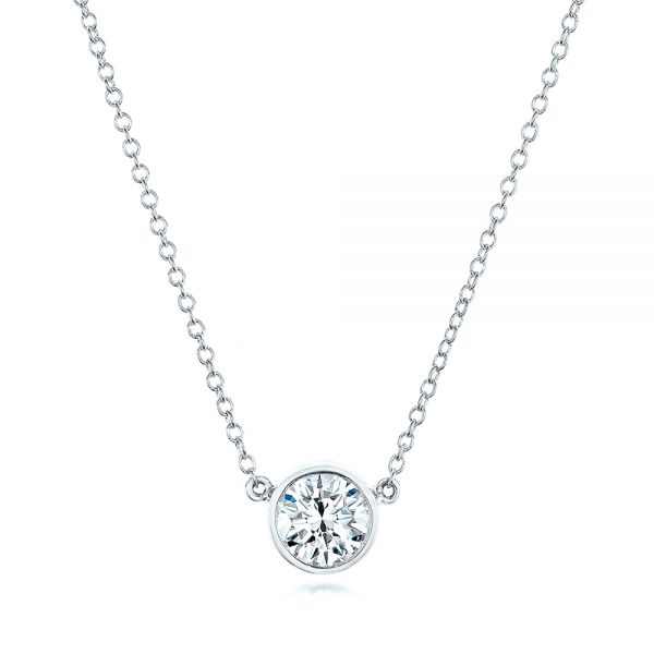 18k White Gold 18k White Gold Custom Diamond Pendant - Three-Quarter View -  102524