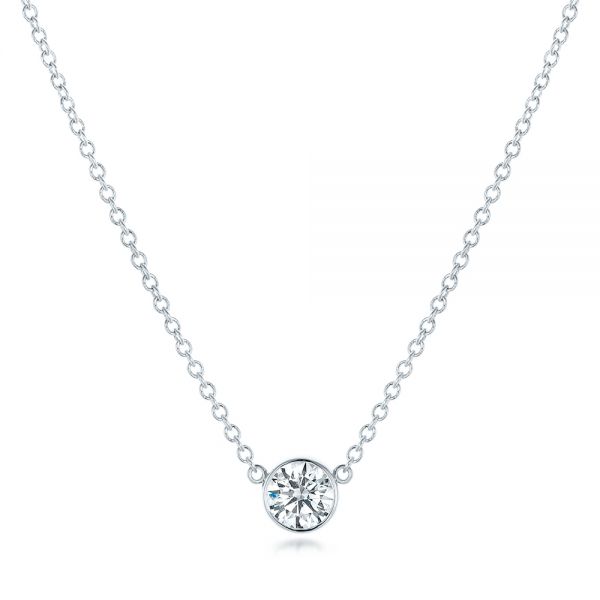 18k White Gold 18k White Gold Custom Diamond Pendant - Three-Quarter View -  102599