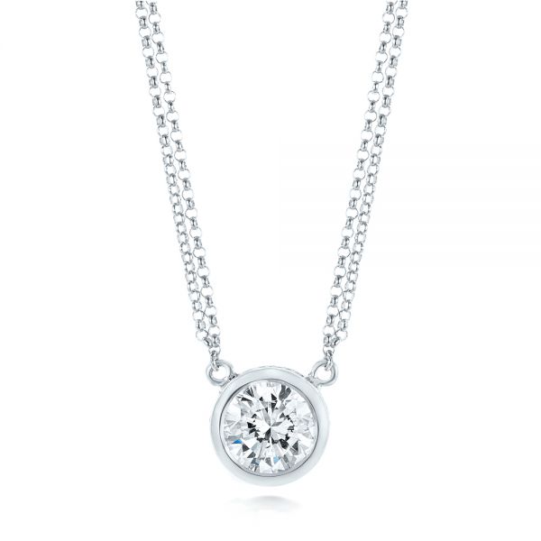 18k White Gold 18k White Gold Custom Diamond Pendant - Three-Quarter View -  103205