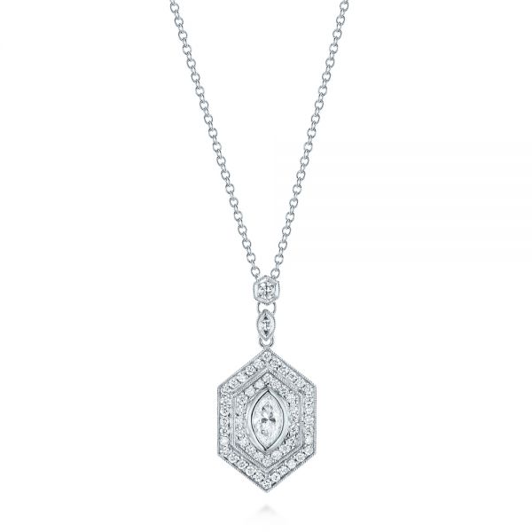 18k White Gold 18k White Gold Custom Diamond Pendant - Three-Quarter View -  103983