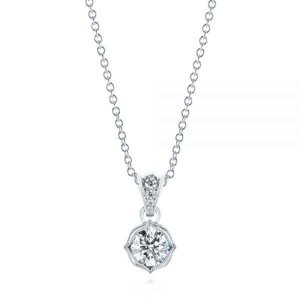  Platinum Platinum Custom Diamond Pendant - Three-Quarter View -  104071