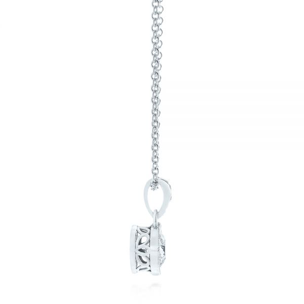 14k White Gold Custom Diamond Pendant - Side View - 104071