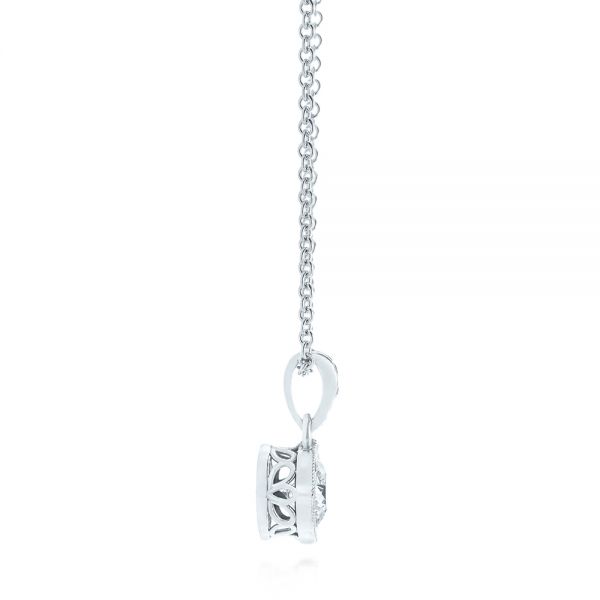 14k White Gold Custom Diamond Pendant - Side View -  104071