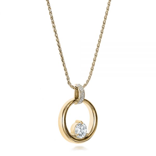 18k Yellow Gold 18k Yellow Gold Custom Diamond Pendant - Flat View -  100870