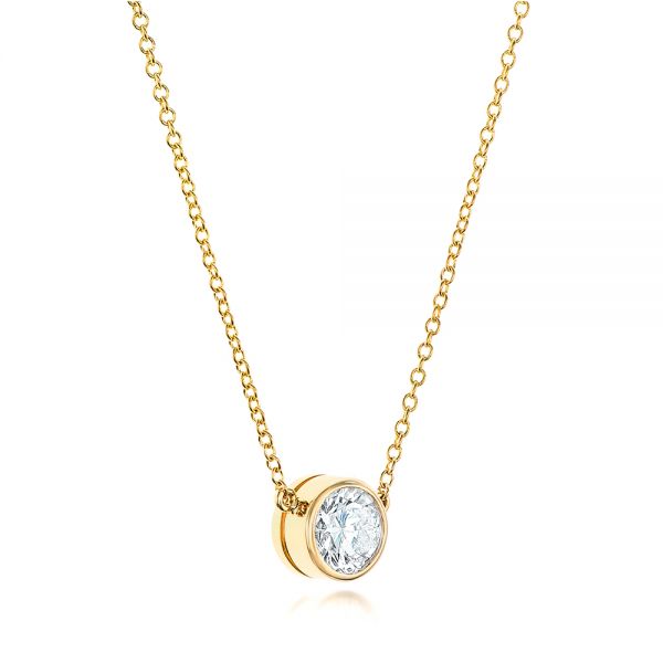 18k Yellow Gold Custom Diamond Pendant - Flat View -  102524